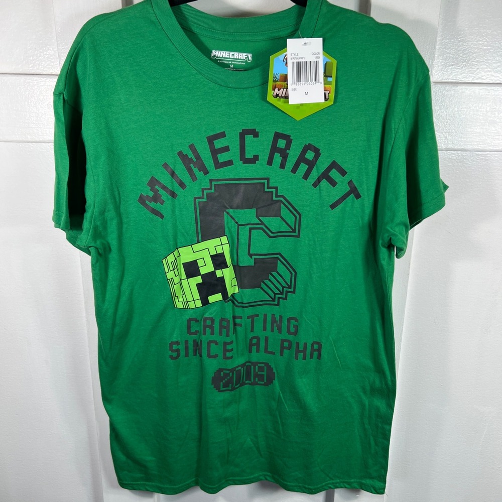 Minecraft Mens Green Graphic T-Shirt Crafting Since Alpha 2009 Creeper M M1P079
